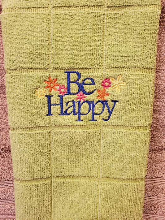 "Be Happy" hand towels